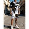 Men's 3D Printed Round Neck Short Sleeved T-shirt+shorts Set Casual Sports Breathable Outdoor Casual Shorts