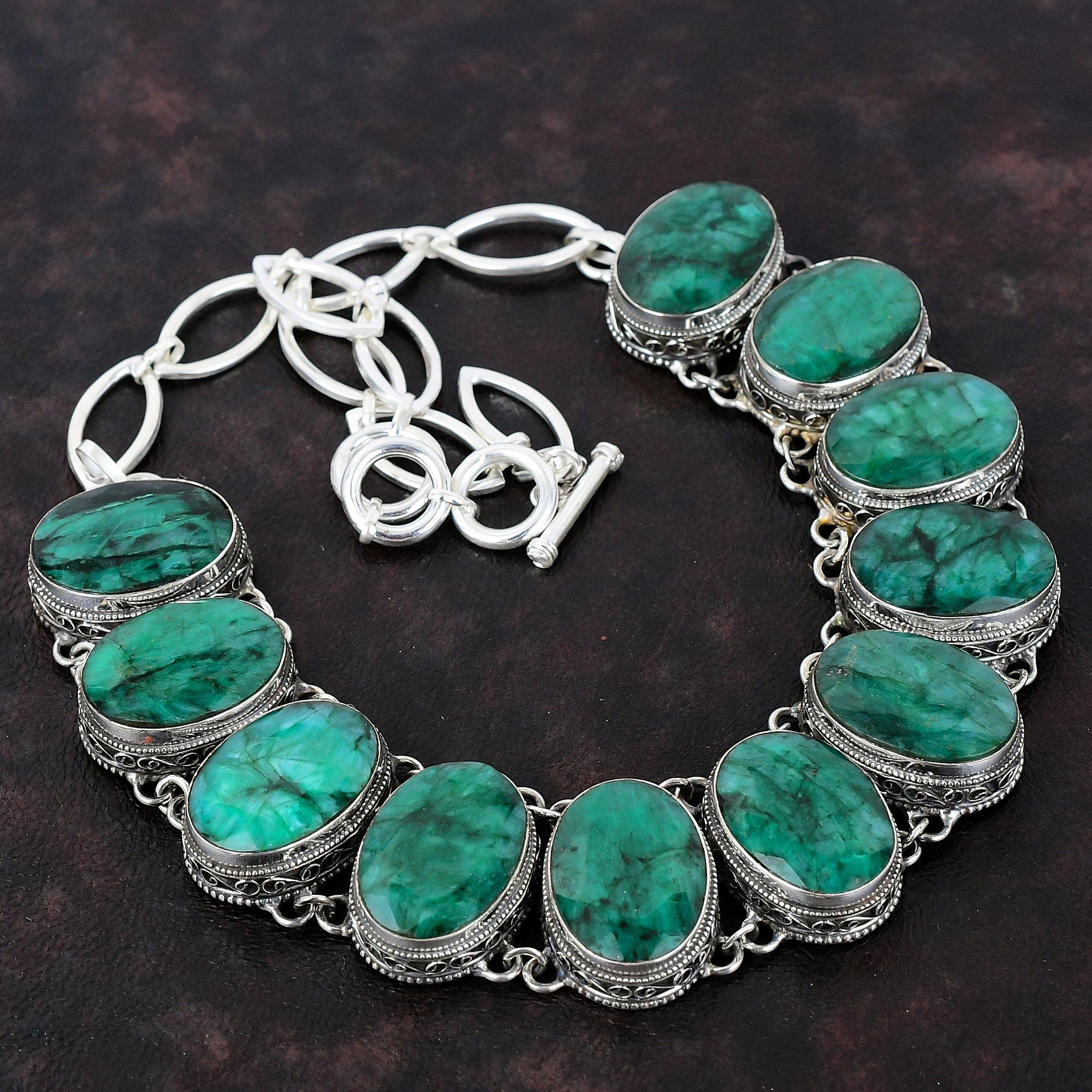 

Ожерелье с граненым замбийским изумрудом, ювелирные изделия из натуральных драгоценных камней, ожерелье из стерлингового серебра 925 пробы, регулируемое ожерелье-цепочка, винтажное ожерелье ручной работы Adjustable