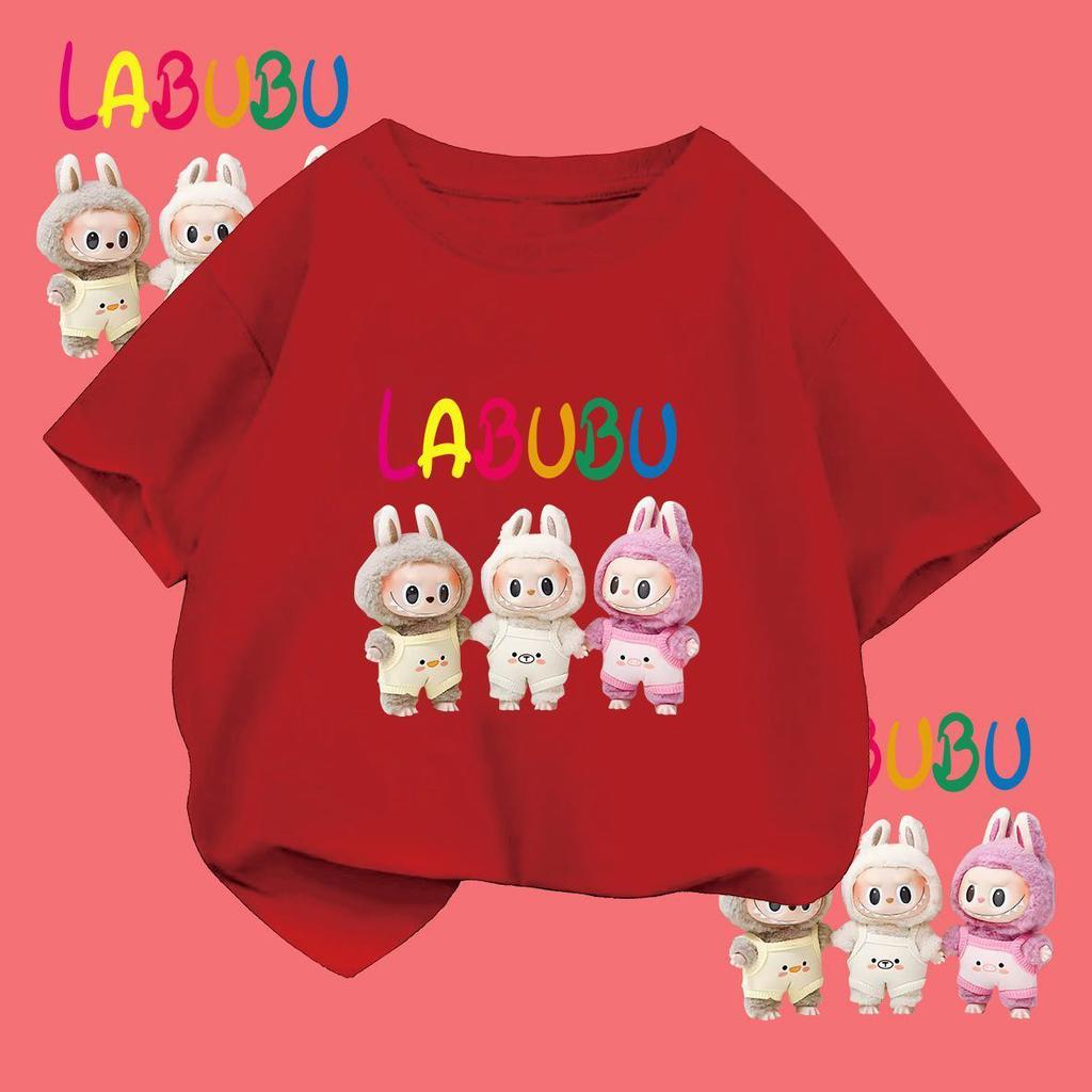 Labubu Roztomilé Kreslené 3D Potisk Dětské Tričko Kawaii Dětské Tričko Chlapci Dívky Tričko Legrační Oblečení Top