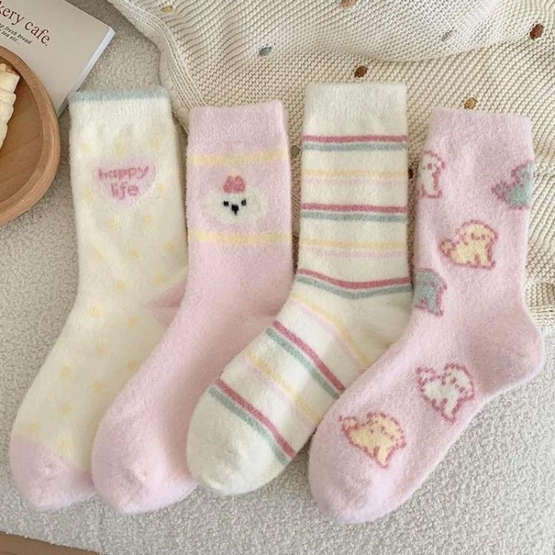 Winter cute plush socks women's plush thickened warm plush socks home tube socks Australian plush floor sleeping socks