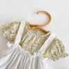 New Summer Baby Clothing, 0-3 Year Old Baby Girl Floral Jumpsuit with Suspender Skirt Set