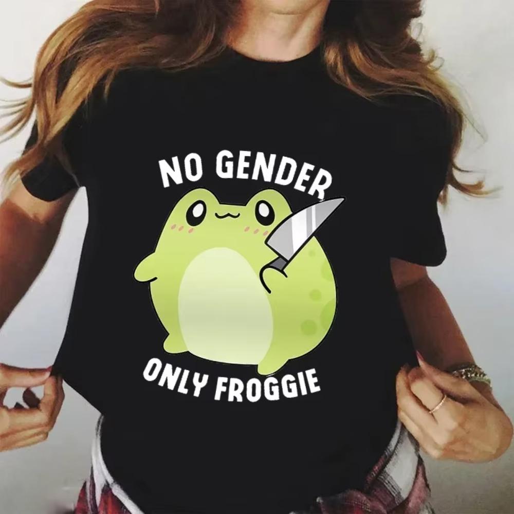 No Gender Only Froggie Women T-shirts Clothing Vintage Short Sleeve Summer T Shirts Kawaii Frog Tshirts Cute Tee Shirt Black Top