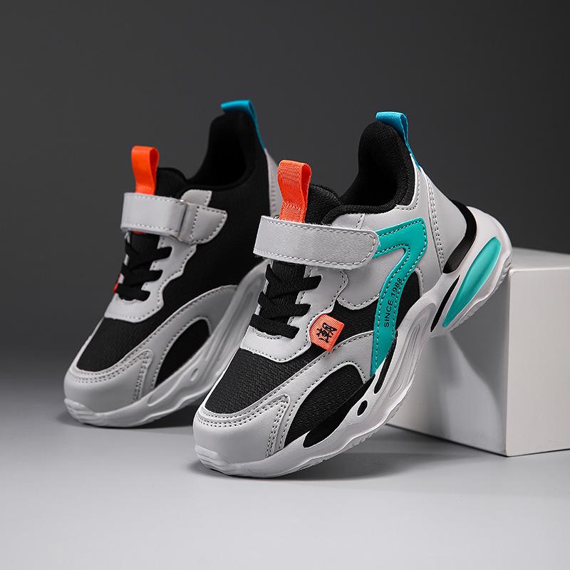 Boys 2025 Autumn New Student Leather Waterproof Soft Sole Medium and Older Girls Ultra-light Soft Sole Non-slip Sneakers