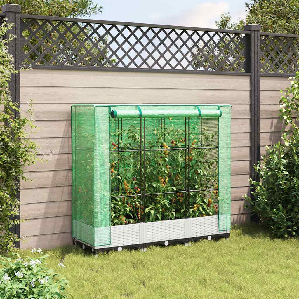 Vidaxl Raised Planter With Greenhouse, Rattan Look, 120X40X123 Cm