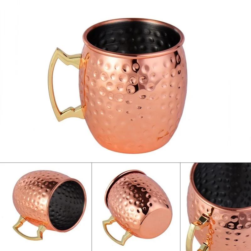 1 Stück Cocktail-Weinbecher Moscow Mule-Becher Edelstahl gehämmert Kupfer überzogen Bier Kaffeetasse Bar Drinkware Champagnerbecher