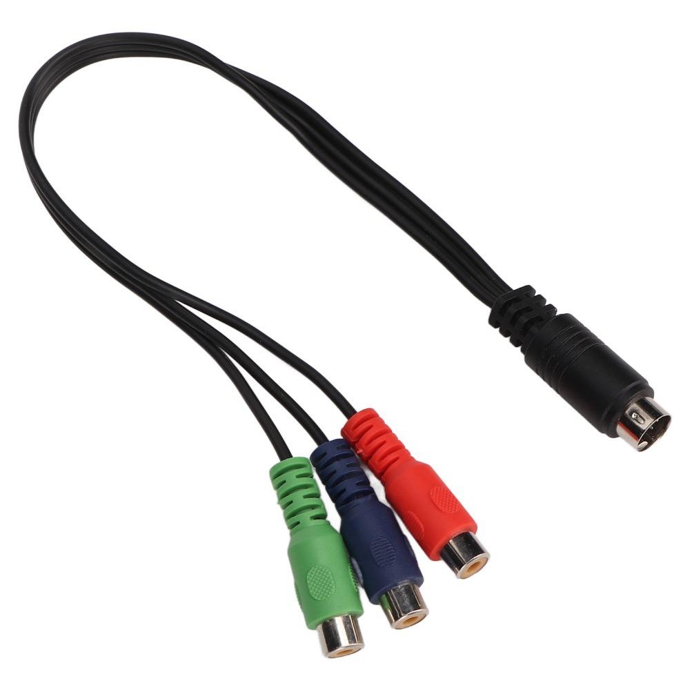 Plug and Play MINI DIN 9-Pin auf 3RCA Kabel 11,8 Zoll MINI DIN 9-Pin Stecker auf 3RCA Buchse RGB Video Adapterkabel RGB Verbindung