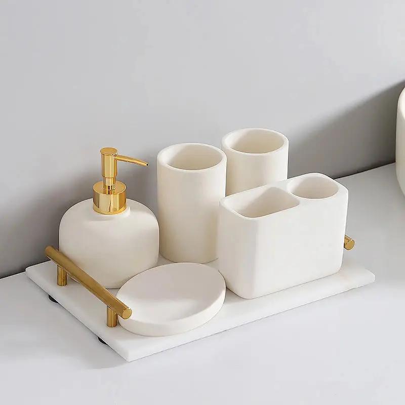 Nordic Ins Bathroom Toiletry Set Household Lotion Bottle Mouthwash Cup Toothbrush Holder Soap Dish Ceramic Soap Dispenser Modern