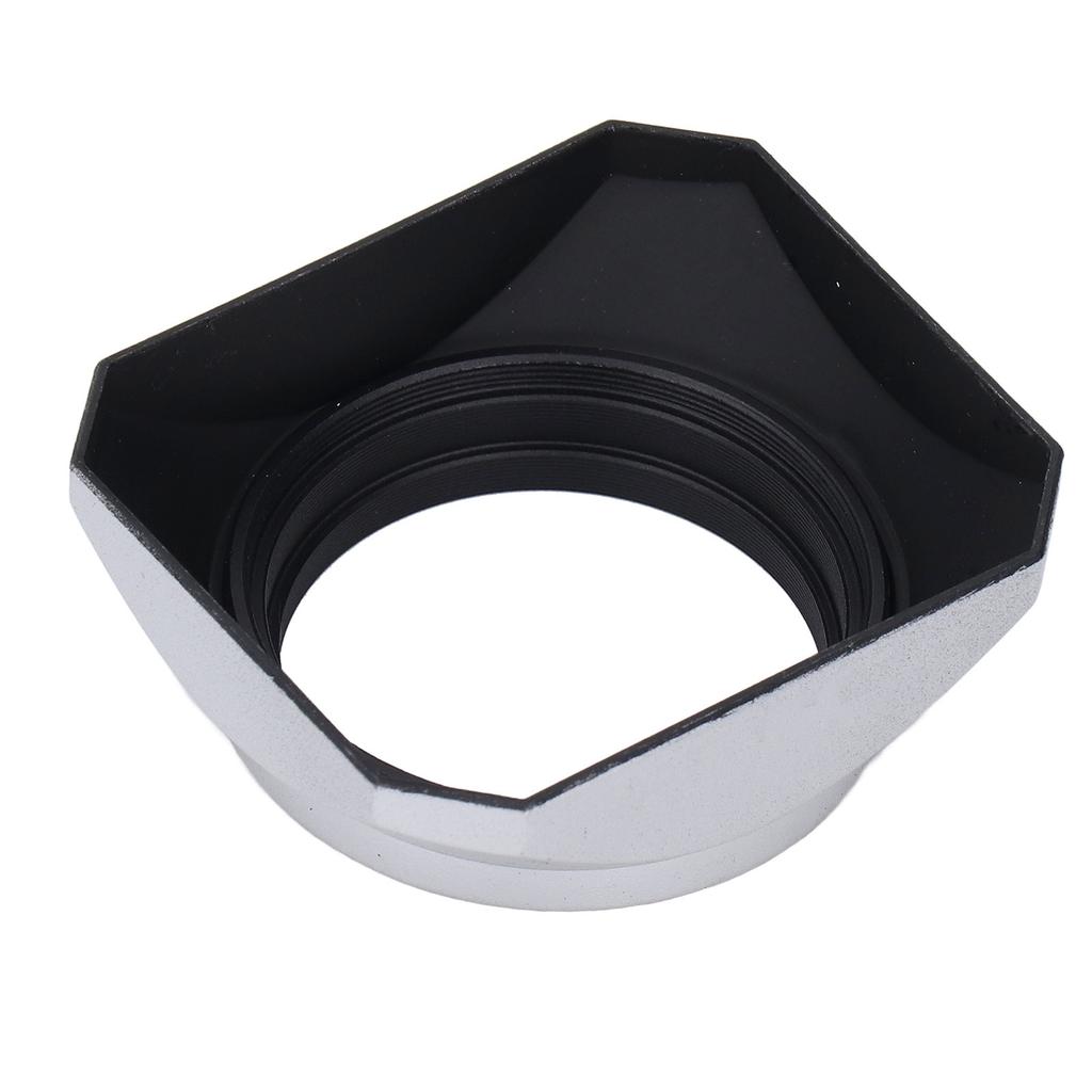 Lens Hood Square Retro 46mm Lens Hood Shade for Digital Camera Mirrorless Camera Silver