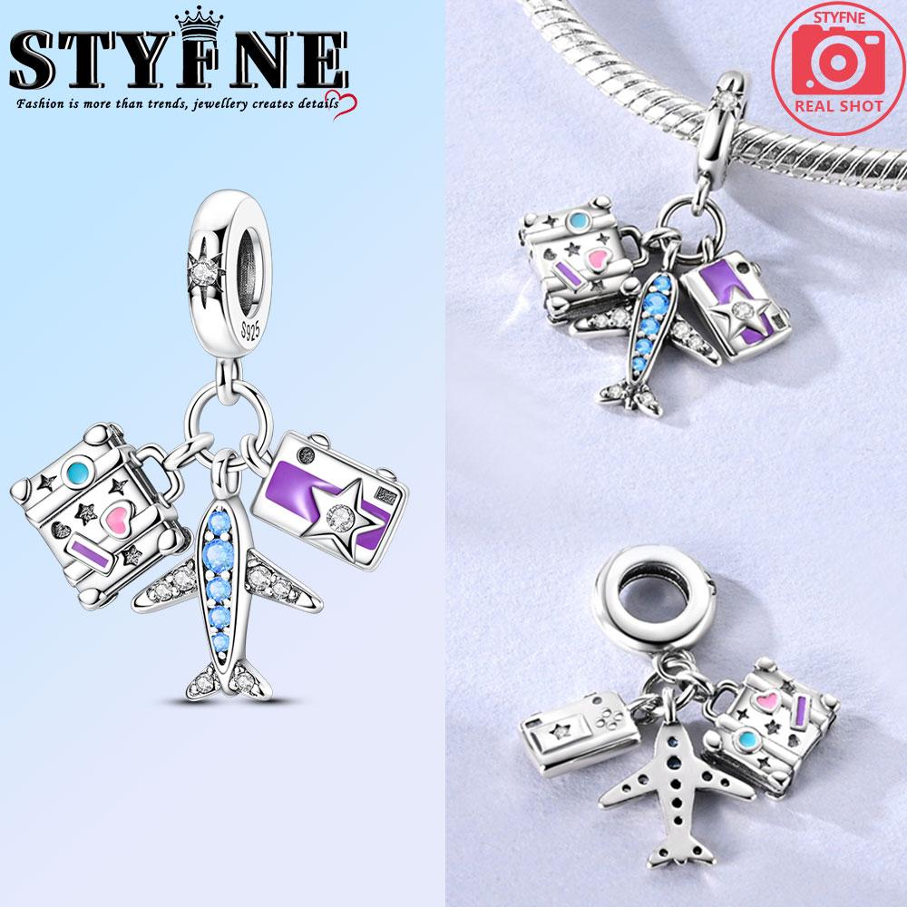 Copper Pink Suitcase Plane Camera Charms Beads Fit Original Bracelets For Women Jewelry Party Diy Fine Gifts Accessories