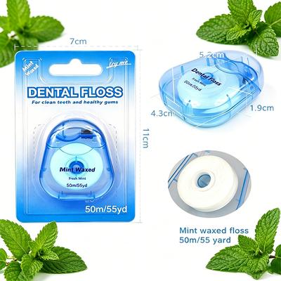 Smooth Texture Mint Floss 50m, Disposable Teeth Gap Floss Roll, Assorted Colors Available