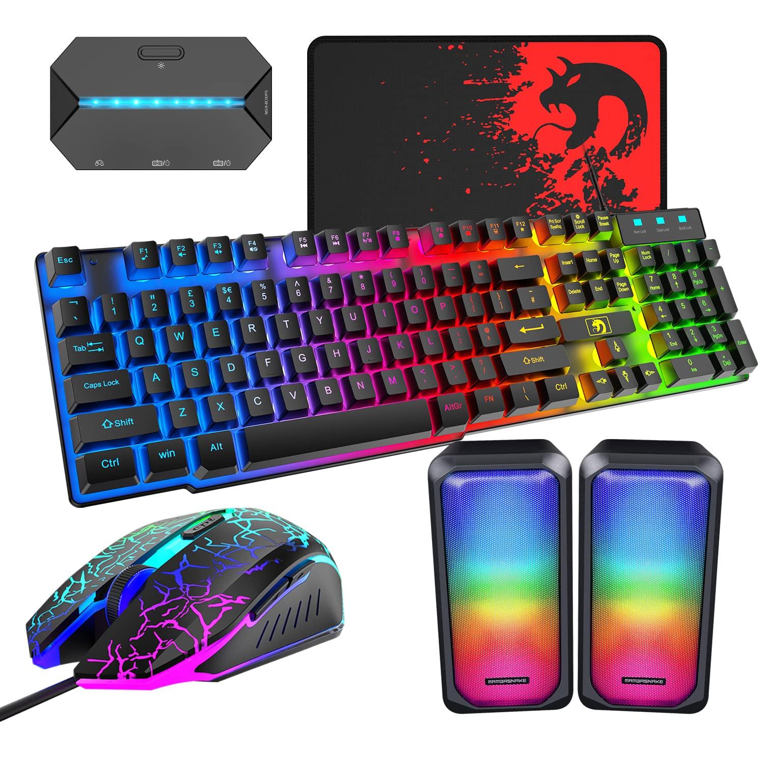 

Mamba snake Gaming Keyboard Mouse Speaker Converter Set USB Membrane Type Wired Waterproof Multimedia Key 2400DPI Adjustable Mouse 6 Buttons with