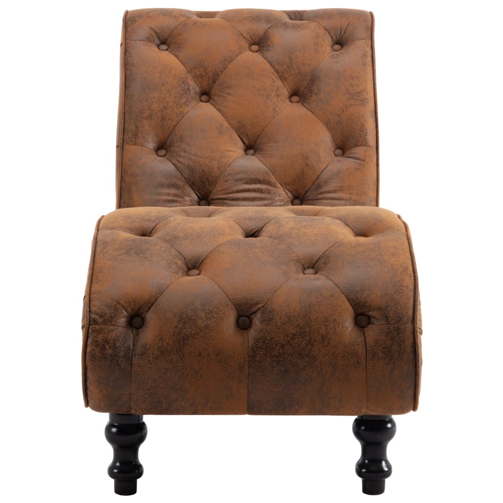 Chaise Lounge In Brown Suede Look Faux Leather