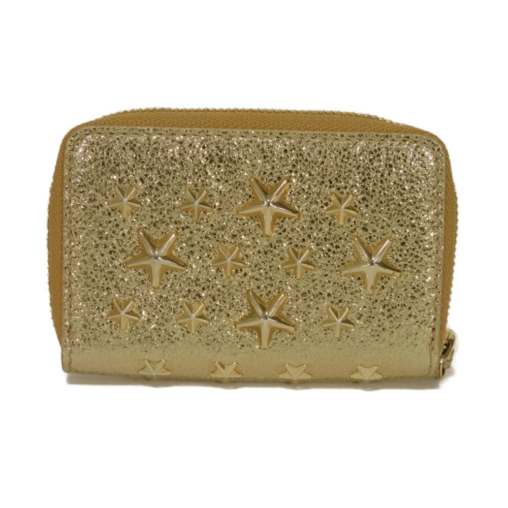 Used 10066 Nelly Coin Purse 7943 Card Case Compartment Zip Around Star Studs Gold Unisex from Japan AUTHENTIC