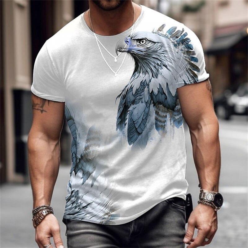 Men's T-Shirt Lion Pattern Man T Shirt Summer Short Sleeve Top Round Neck Y2k Clothes T-Shirts for Men Breathable Men Clothing