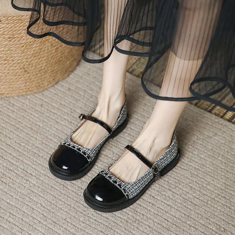 Shoes for Women Gothic Black Japanese Style Lolita Mary Jane Round Toe Woman Flats Modest Chic and Elegant New in Cheap A Line