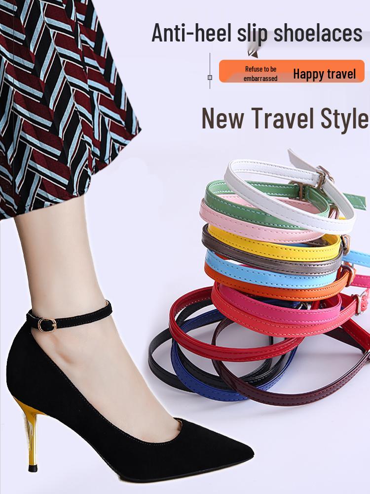 Non-Slip High Heel Strap with Suede Matte Finish - Secure Tie-Up Buckle Design