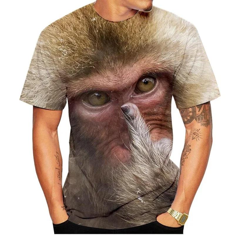 Lässiges Herren 3D Design Parodie Gorilla Lustiges Affen T-Shirt Lustiger Schmollmund Affe 3D Druck Sommer Kurzarmshirt Kinder