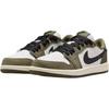 Jordan Air Jordan 1 Low top Basketball Shoes White Green Kids' HQ6996-200