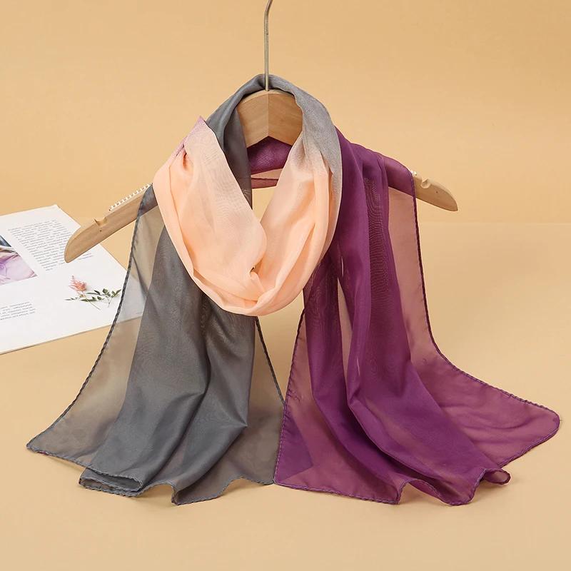 New Print Chiffon Scarf Shawl Women Sunscreen Silk Scarf Turban Long Wrap Beach Travel Outdoor Accessories Trendy Headband