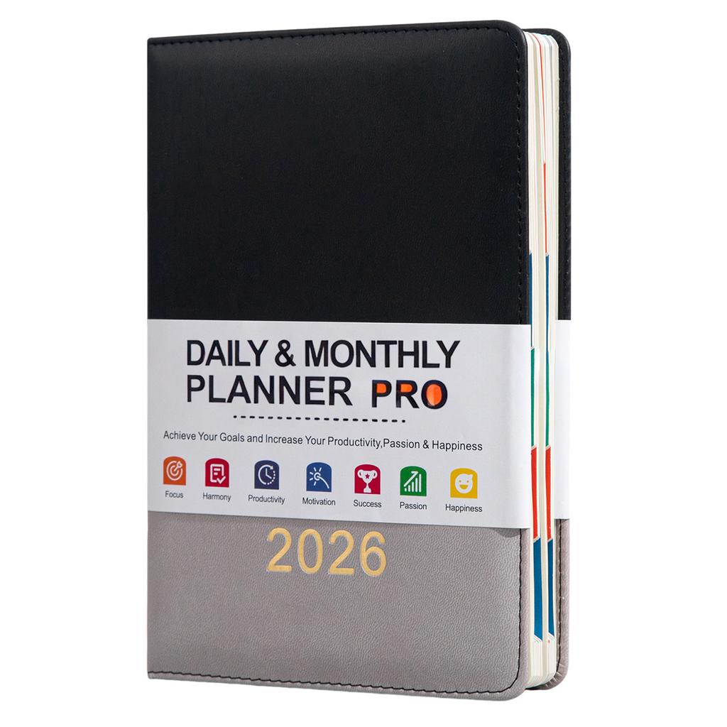 A5 English Planner Notebook 2026 Calendar Yearly Monthly Weekly Pages for Office Efficiency School and Daily Planning