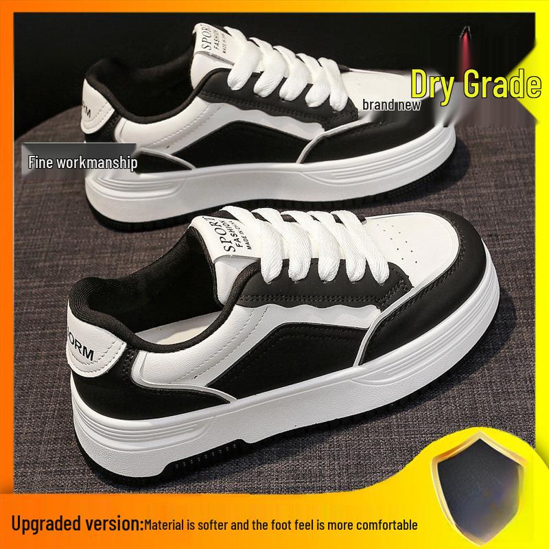 Women's Trendy White Platform Sneakers - Versatile Spring/Autumn Skate Shoes, Breathable, Thick-Soled, New Hot-Selling Casual Sports Style, 2025.