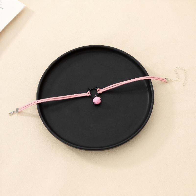 Schwarze Samt-Katzen-Glocken-Choker-Halsketten für Damen Mädchen Süß Niedlich Einfache Halsbänder Schlüsselbein-Halsketten Hochzeitsfeier Modeschmuck