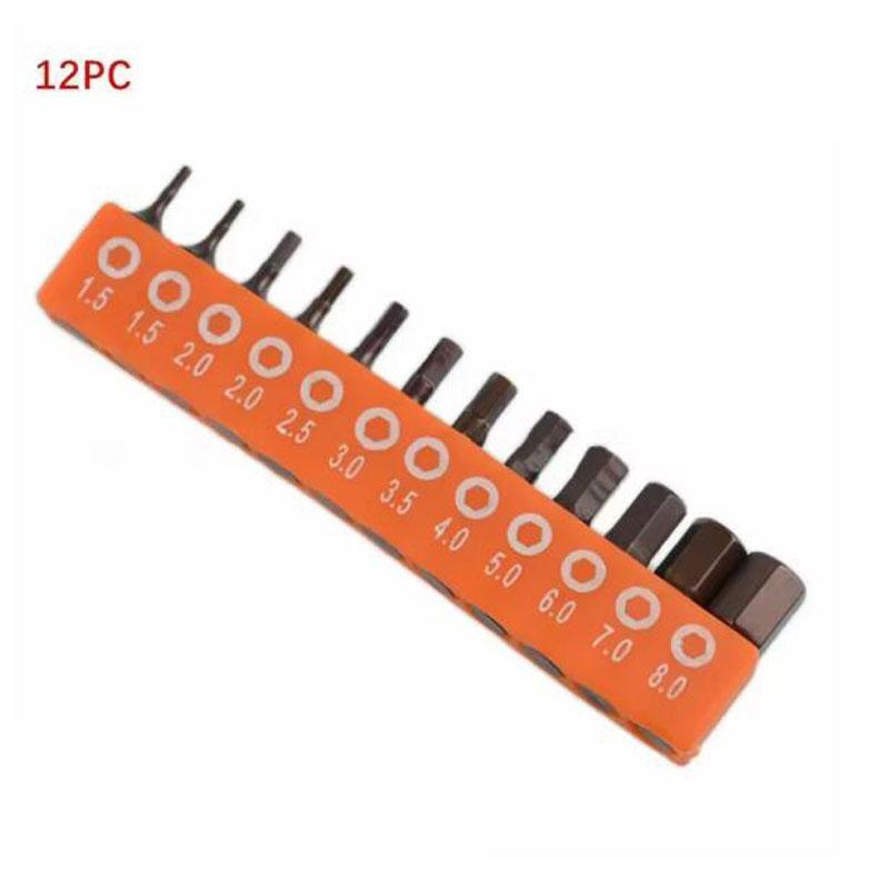 

Набор шестигранных бит для отвертки 12/24 шт. 25 мм Хвостовик под шестигранник Защищенная магнитная бита для отвертки Бита для электрической отвертки Набор ручного инструмента B