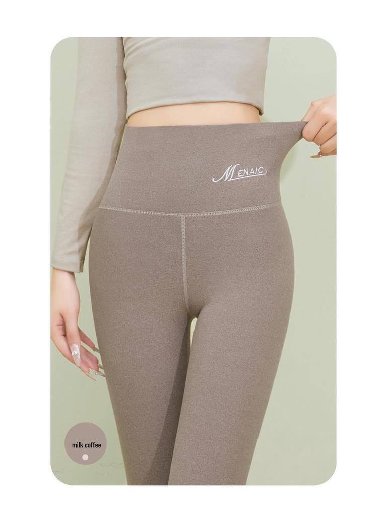 2025 Women's Slimming Seamless Velvet Lined Pants - High Waist, Plus Size Leggings for Warmth In Autumn/Winter