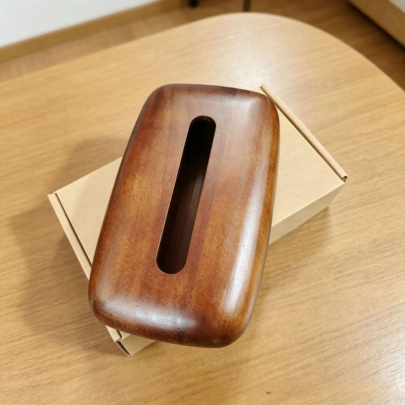 Minimalist Walnut Tissue Box Cover, Modern Rectangular Design with Detachable Lid, Home Decor for Desktop and Bathroom