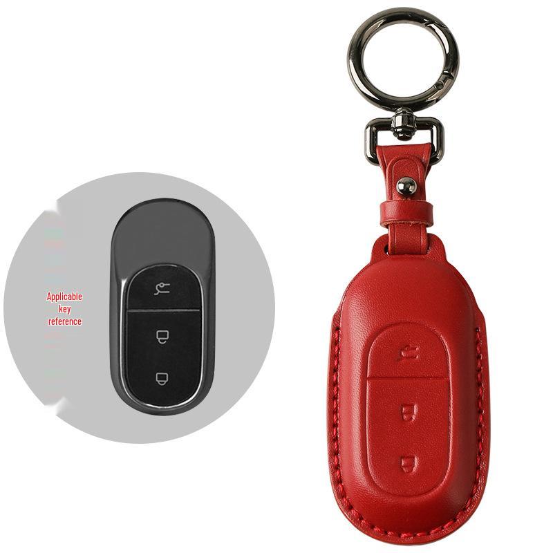 

Handmade Genuine Leather Key Case for 2022 Leapmotor C01 - Top Layer Cowhide Protective Cover вино красного