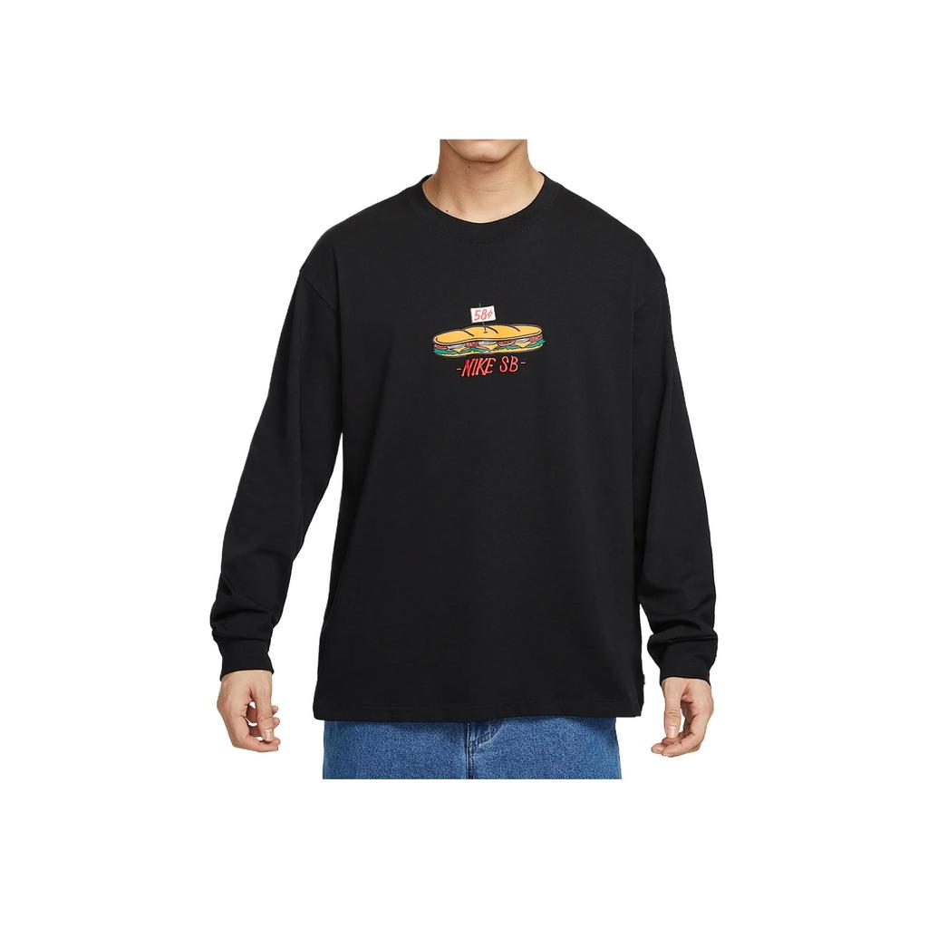 Nike SB American Vintage Soft Comfortable Loose Fit Drop Shoulder Casual Long Sleeve T-Shirt Men Tops Black HJ0807-010