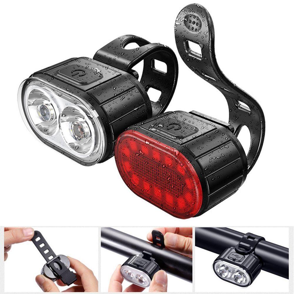 Super Bright Bicycle Headlight Taillight Set Rechargeable LED Super Bright Charging Light High Brightness Portable