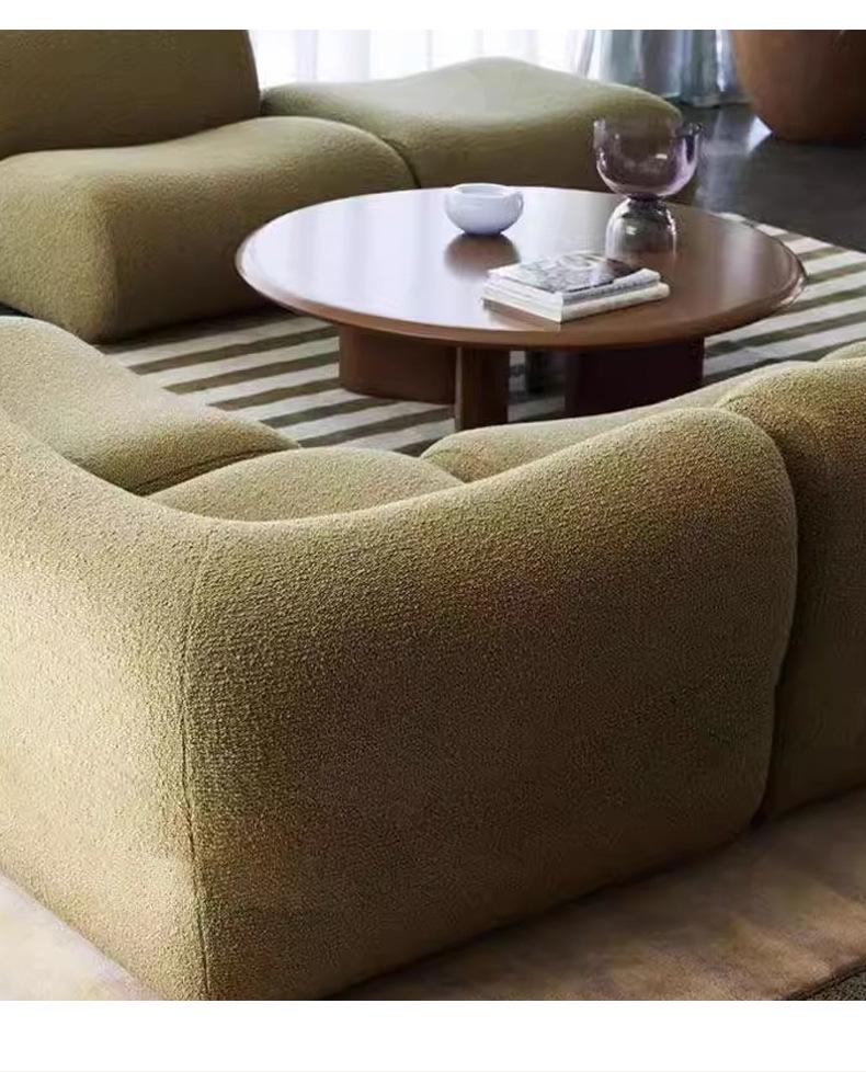 Retro Style Modular Fabric Sofa - Small Apartment Compressed Sofa with Full Sponge Cushion