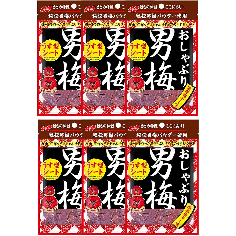 Nobel Confectionery O-shaburi Ume Sheet 10g x 6 Packs, Japanese Plum Flavor, Snack Treat