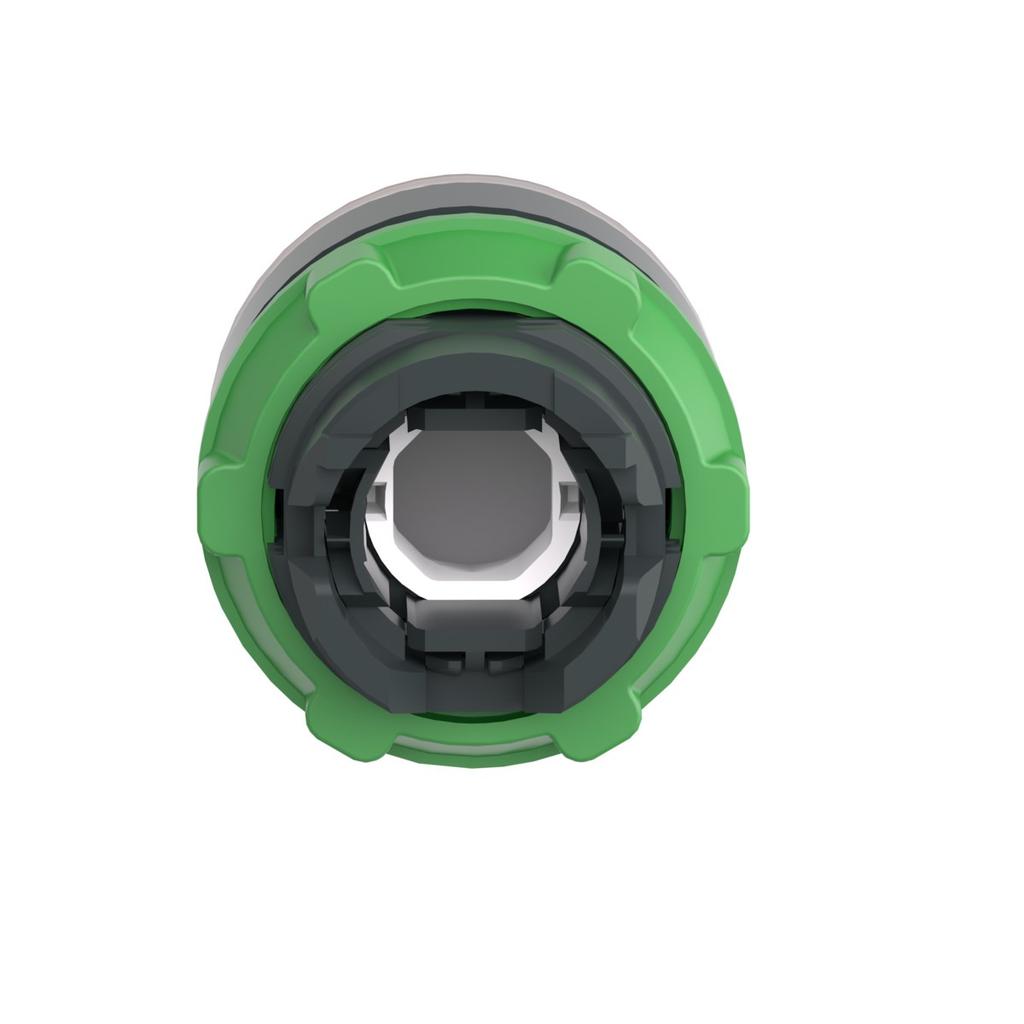 Flat button head with automatic return, LED, red plastic