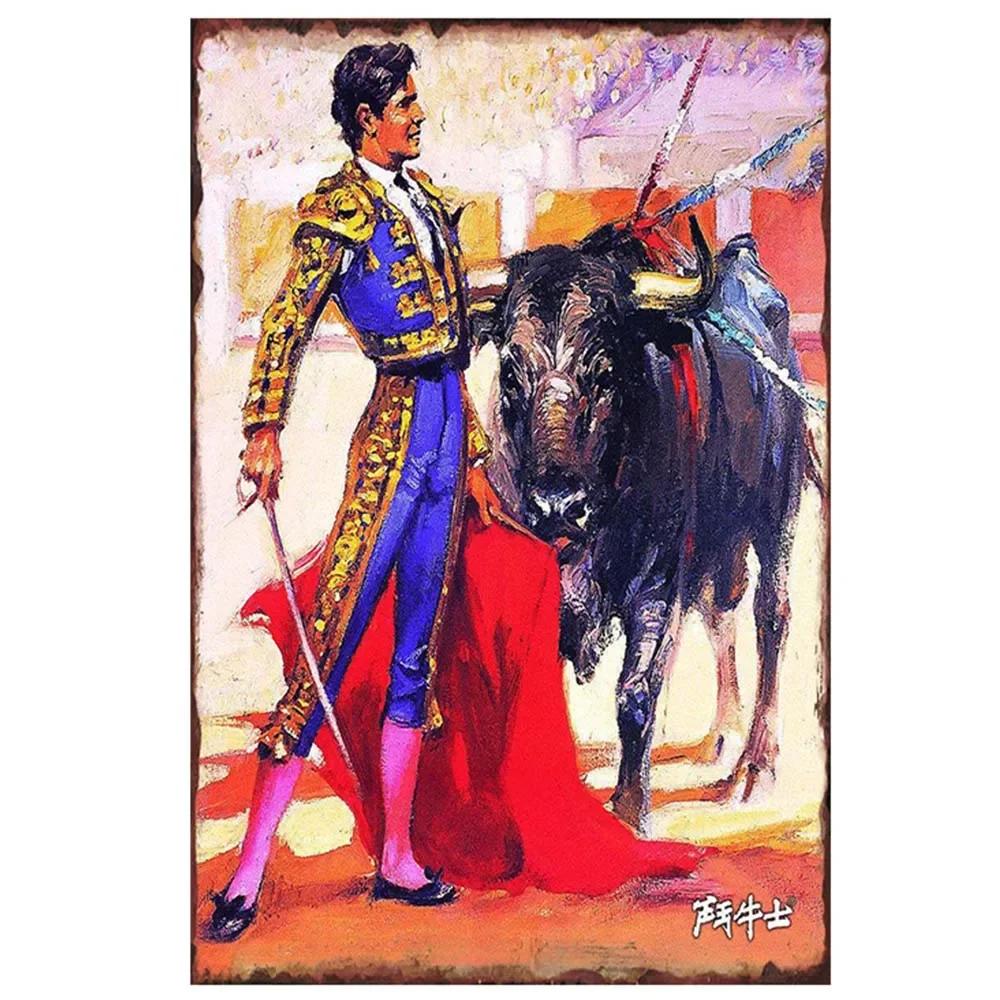 Spanish Bullfighter Poster Retro Metal Tin Signs Plate Passionate Girl Tinplate Plaque Pub Home Wall Decoration xcm