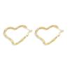 Copper Textured Hollow Heart Spring Hoop Earrings - Golden Sweet Women's Jewelry