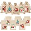 8/24pcs Gift Bags with Drawstrings, Mixed Pattern Linen Christmas Bags for Xmas Holiday New Year Party Favors Supplies