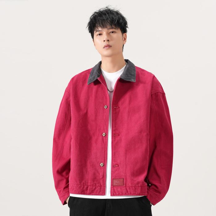 Wszechstronna męska kurtka casual z klapami: Modny, Luźny, Prosty, Z metką, Odpowiedni na jesień/zimę, Opcjonalna podszewka.