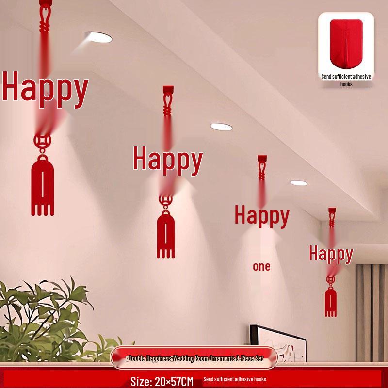 3D Doppel-Glück Hochzeitslaternen zur Dekoration - Hängende Ornamente für Hochzeitszimmer, Wohnzimmerdecke, Seite von Braut & Bräutigam.