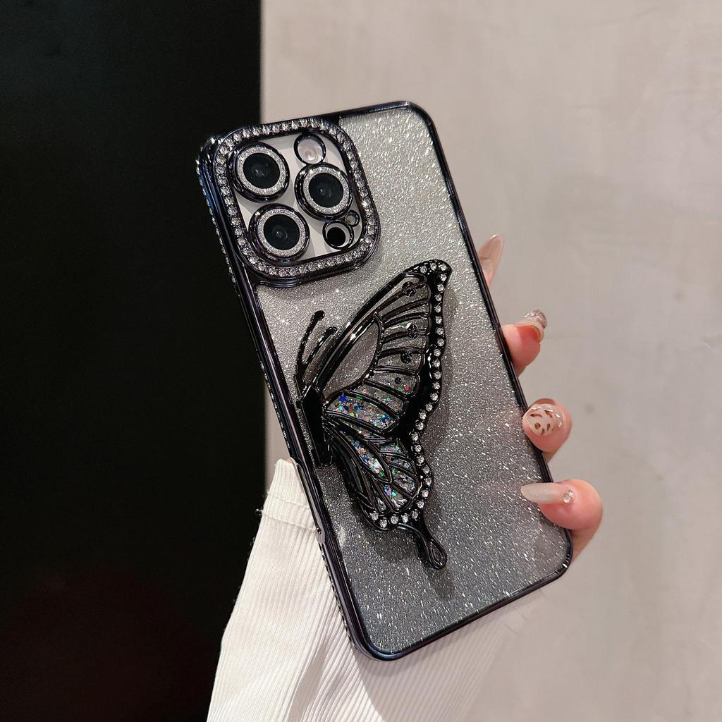iPhone 17 Pro Max Rhinestone Case with Diamond Butterfly Stand, Drop-Proof