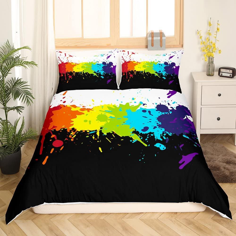 Tie-Dye Duvet Cover Set For Kids Boys Teens Queen Lightweight Quilt Covers Abstract Hippie Themed Boho Bedding Set Bedroom Decor