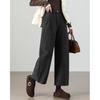 TERRE BLEUE Women's Fleece-Lined Wool Blend Wide-Leg Pants