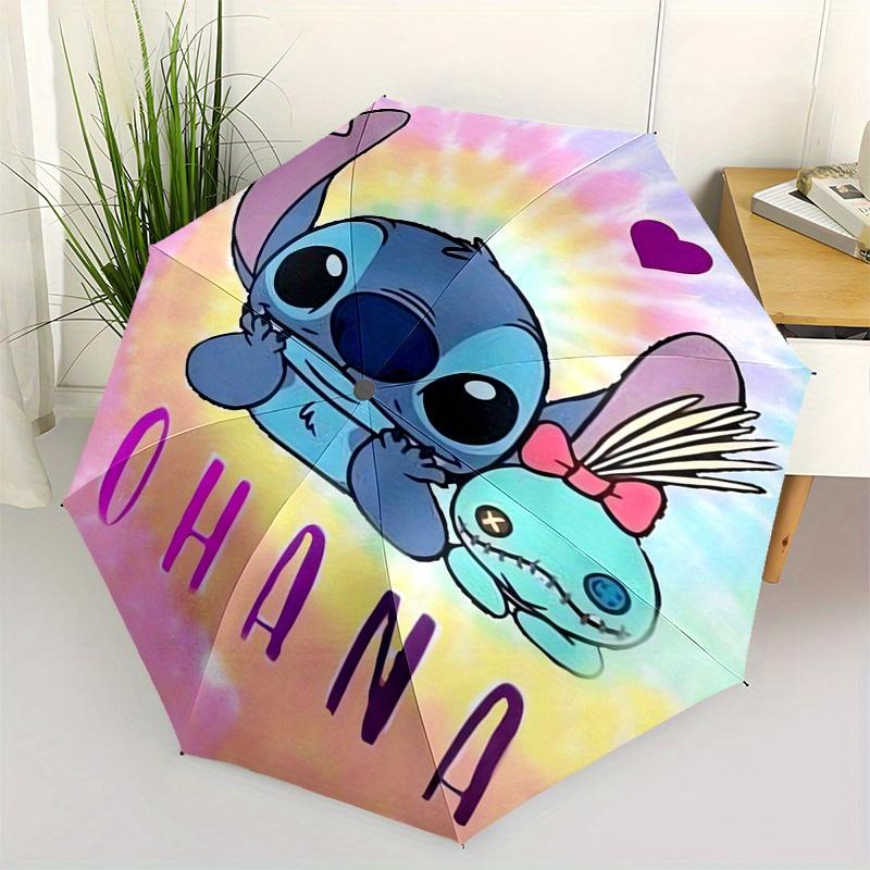 

1pc Stitch,Ohana Automatic Folding Umbrella: Compact 8-Bone Design Cartoon Outdoor Travel Companion, Business Umbrella, Christmas Valentine