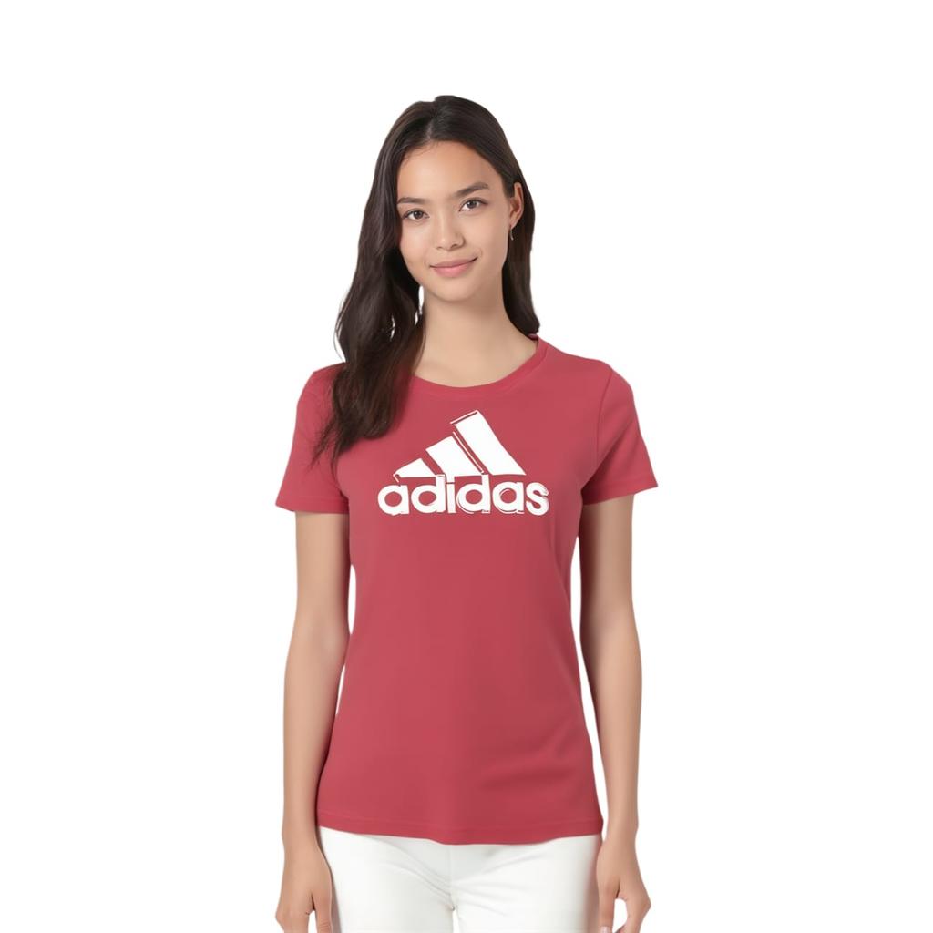 Adidas T Shirts Women's Pink Crew Neck Moderate Straight Fit AI6167