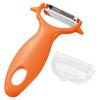 Shimomura Kogyo Made In Japan Full Vegetable Kinpira Peeler with Cover, FV-667, Orange