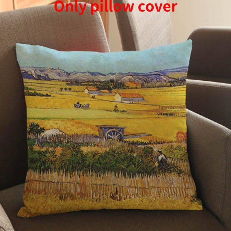 Moderne Künstlerische Ölmalerei Gedruckter Kissenbezug aus Baumwollleinen für Sofas und Autos