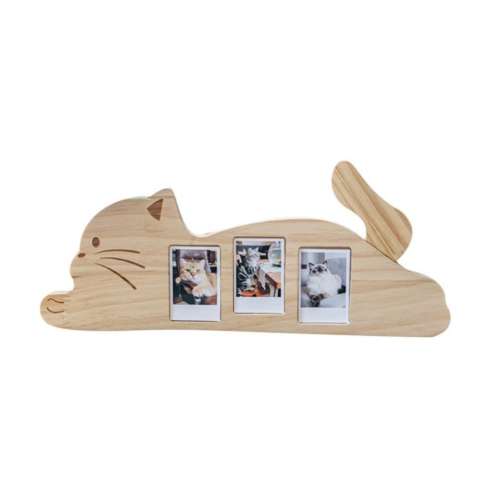 Rotatable Tail Cat Shape Photo Frame Adjustable Angle Kitten Wooden Photo Holder  Memorial Gift