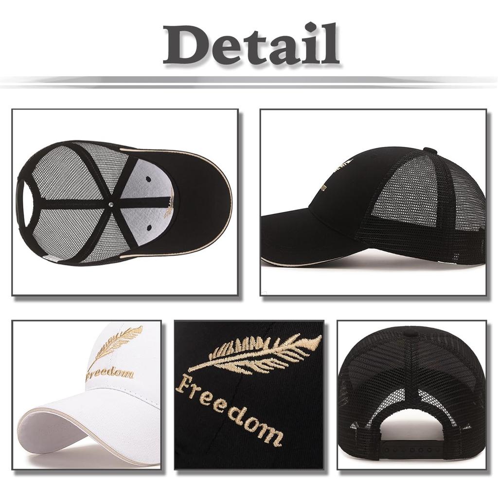 UV CZA010 [White Fang] Hat, Casual, Embroidered, Cap, Outdoor, Protection, Casual, Men's, Women's, (Black)
