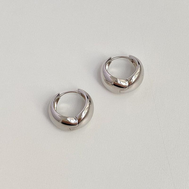 Oval Earrings with Silver Hooks and Clasps, Women's Simple and Niche Electroplated Gold Style